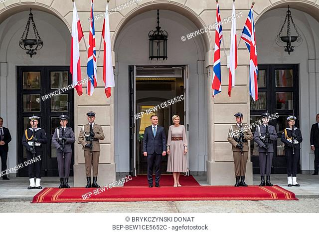 Britain's Prince and Princess of Cambridge William and Kate visit in Warsaw, Poland on July 17th, 2017. Pictured: President Andrzej Duda, first lady Agata Duda
