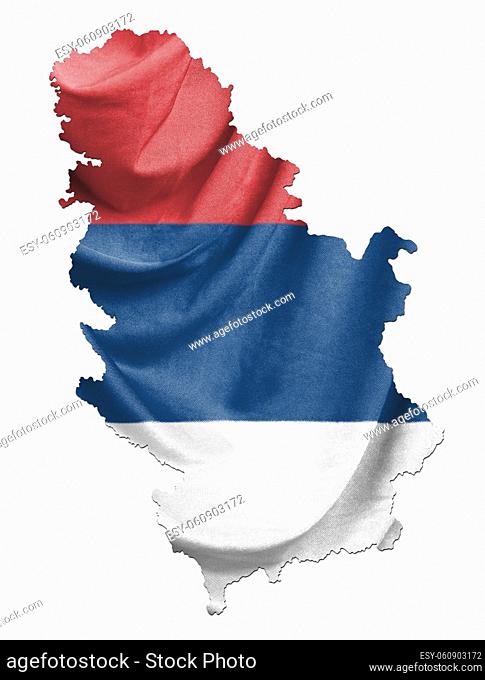 Map of Serbia with flag of Serbia isolated on white background 3D illustration