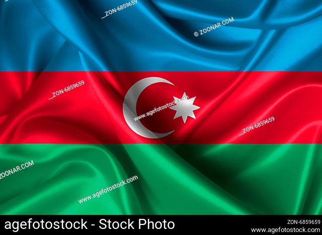 Realistic wavy flag of Azerbaijan