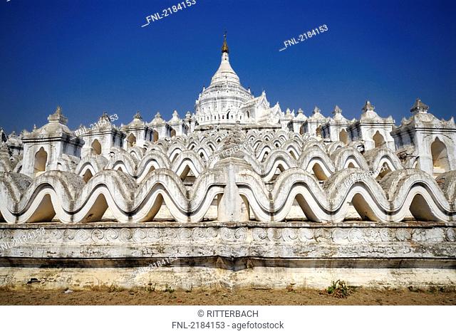 Low angle view of pagoda, Hsinbyume Pagoda, Mingun, Sagaing Division, Myanmar