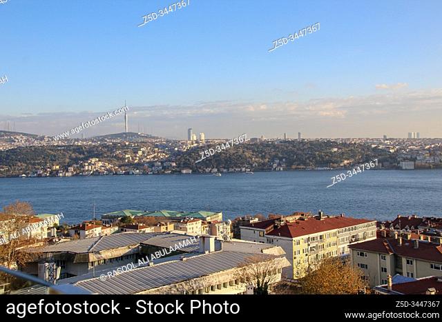Istanbul , turky â. “ December 12, 2019: photo for Istanbul city in turkey, which showing Bosphorus sea and many of Buildings and duering the day and many ships...