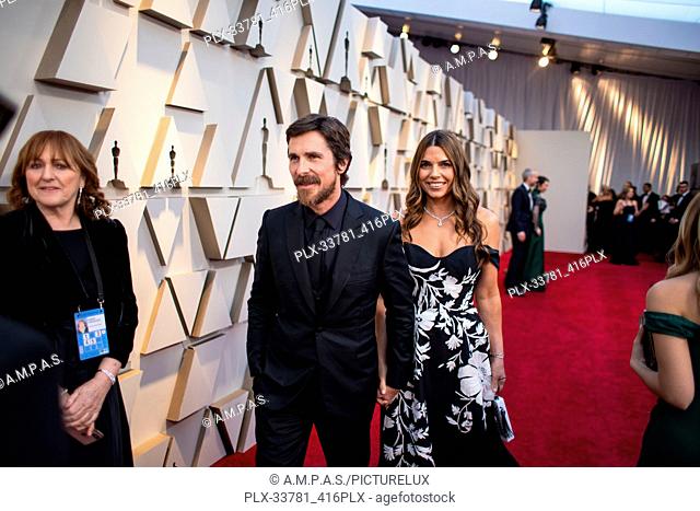 Oscar® nominee, Christian Bale, and Sibi Blazic arrive on the red carpet of The 91st Oscars® at the Dolby® Theatre in Hollywood, CA on Sunday, February 24, 2019