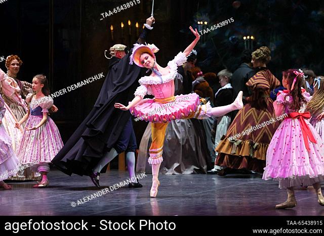 RUSSIA, ST PETERSBURG - DECEMBER 2, 2023: Yacobson Ballet dancers perform during the dress rehearsal of Russian composer Pyotr Tchaikovsky's The Nutcracker...