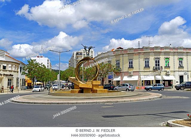 roundabout, street view, Loulé Portugal