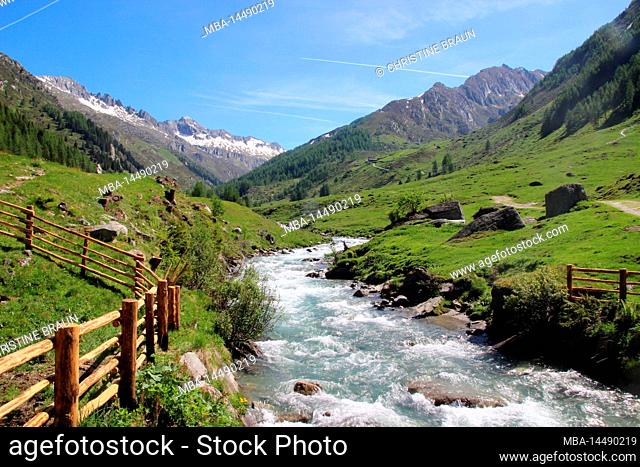 The mountain stream the Ahr in Prettau in the Ahrntal, province of Bolzano, Pustertal, South Tyrol, Italy