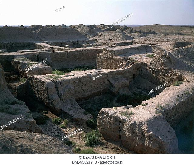 The private apartments in the Palace of Zimrilim, Mari (now Tell Hariri) archaeological site, Syria. Sumerian Civilization, 2nd Millenium BC