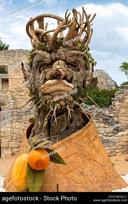 Les Baux, France - June 26, 2017: The artwork, titled Winter is Four Seasons three-dimensional interpretations created by Philip Haas and inspired by a set of...