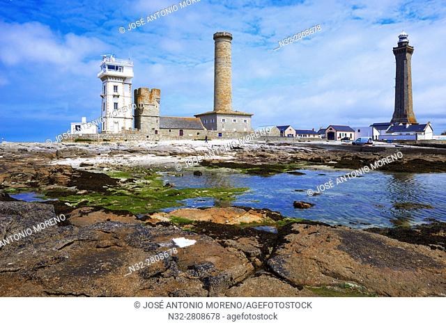 Penmarch, Eckmuhl lighthouse, Phare d'Eckmühl, Pointe de Penmarc'h, Finisterre, Bretagne, Brittany, France, Europe