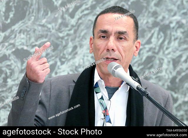 RUSSIA, ST PETERSBURG - NOVEMBER 18, 2023: Venezuela's Vice Minister of Audiovisual Culture Sergio Arria Bohorquez speaks at a round table discussion titled...