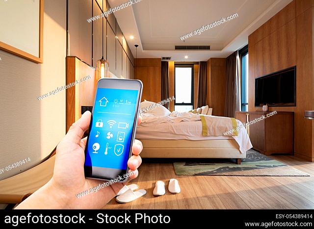 smart phone with smart home and modern