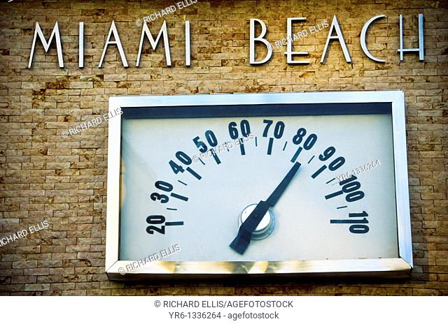 Winter day Miami Beach thermometer