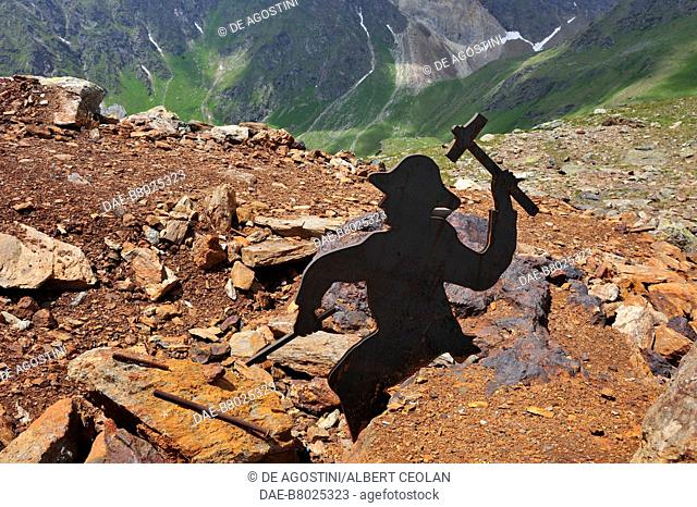 Iron shape of a miner in the vicinity of Schneeberg, Ratschings, Trentino-Alto Adige, Italy
