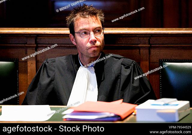 Lawyer Matthieu Robert pictured during the jury composition of the assizes trial of Omar Hedi (37), before the Assize Court of the Namur province in Namur
