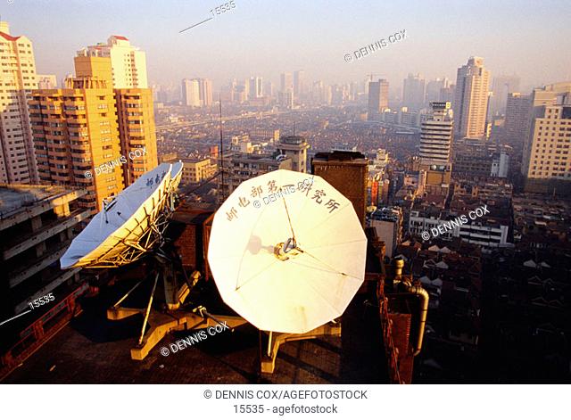 Satellite dishes. Shanghai. China