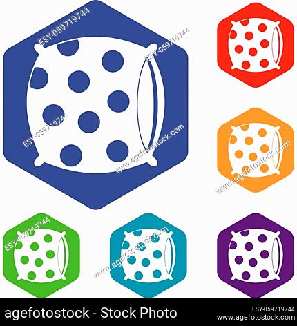 Pillow with dots icons set hexagon isolated vector illustration
