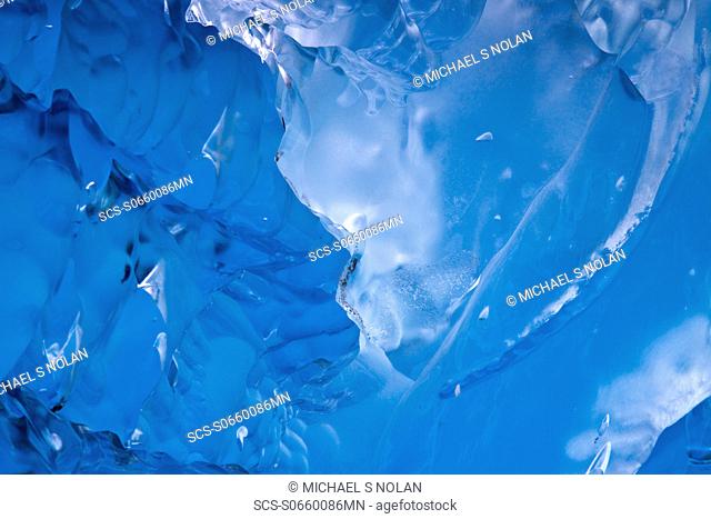 Glacial iceberg detail from ice calved off the Sawyer Glacier in Tracy Arm, Southeast Alaska, USA, Pacific Ocean MORE INFO Tracy Arm is a fjord in Alaska near...