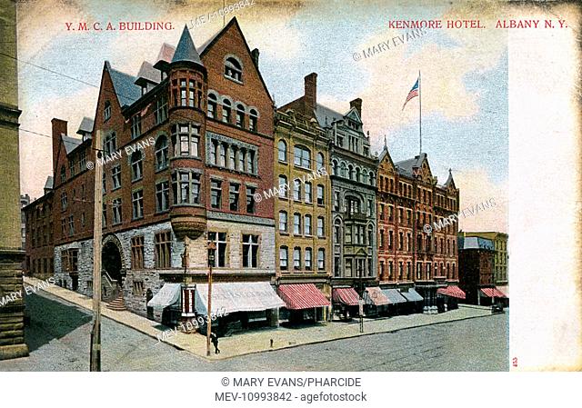 YMCA Building and the Kenmore Hotel, Albany, New York State, USA, with shops on the ground floor