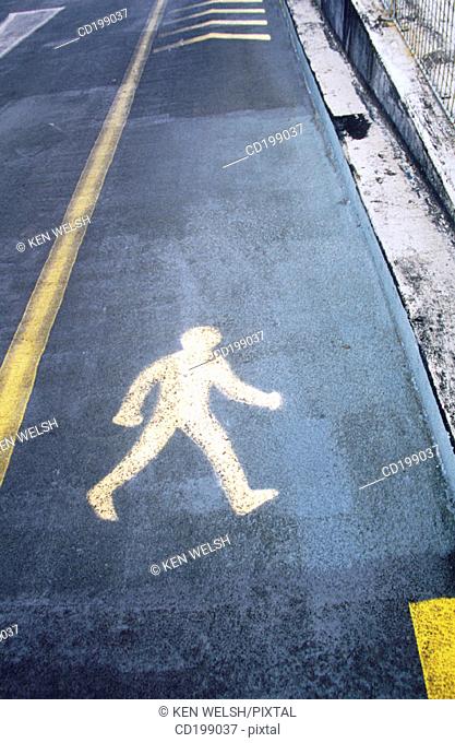 Pedestrian sign on road