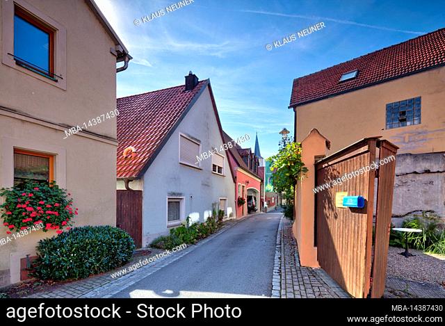 Krämer winery, winegrower, wine sale, house facade, village view, Obereisenheim, Franconia, Bavaria, Germany, Europe