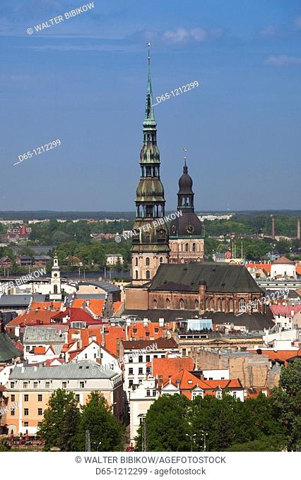 Latvia, Riga, Old Riga, Vecriga, elevated town view from Academy of Science building