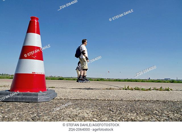 Traffic Cone on the Runway of the former Airport Tempelhof in Berlin, Germany