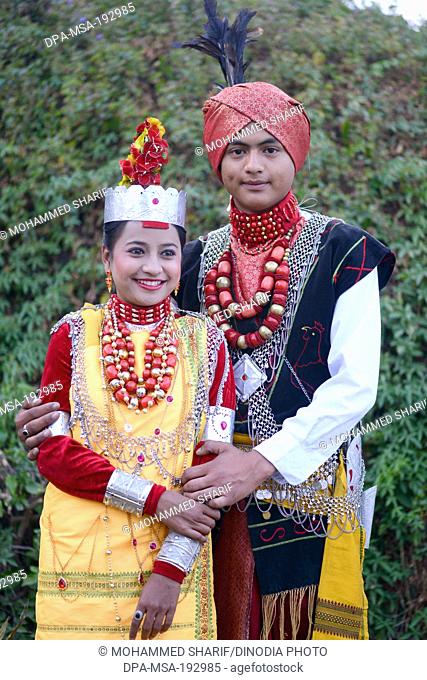 Couple Wearing Traditional Dress Meghalaya India Asia Mr#786