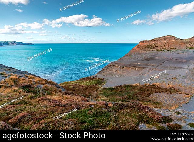 North Sea Coast in North Yorkshire, England, UK - seen from the former alum quarry in Kettleness Point