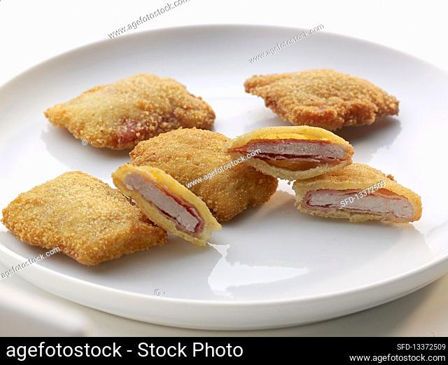 Mini Viennese-style escalopes wrapped in ham