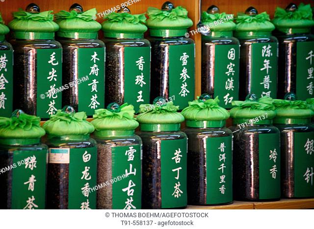 Green, black and Herbal tea. Lijiang. Yunnan province. China