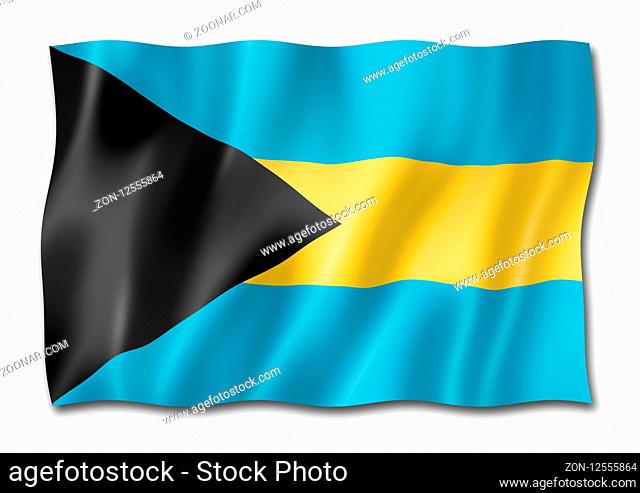 Bahamas flag, three dimensional render, isolated on white