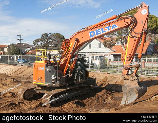 Earthworks underway on the former Bethlehem Hospital site on Kooyong Road, South Caulfield, Melbourne, Australia