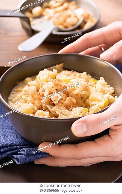 Sauerkraut with barley and croutons