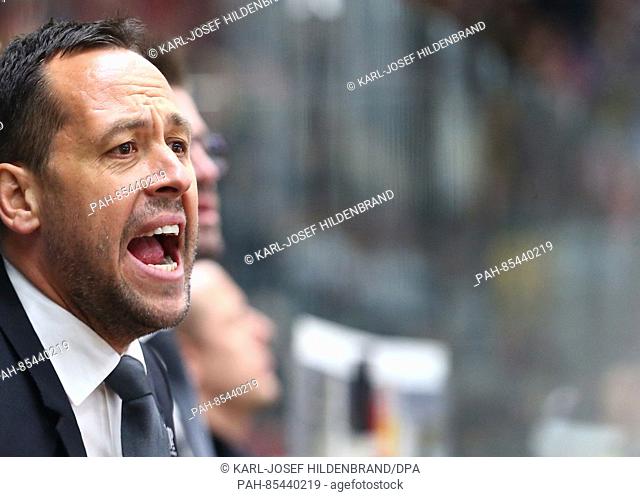Coach Marco Sturm reacting during the Germany Cup ice hockey match between Switzerland and Germany in Augsburg, Germany, 5 November 2016