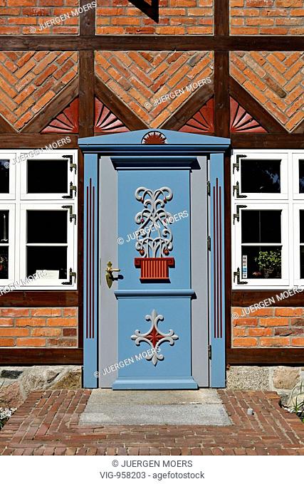 GERMANY, WUSTROW, 05.07.2008, Traditionally entry door, decoration door. - Wustrow, Mecklenburg-West Pomerania, Germany, 05/07/2008