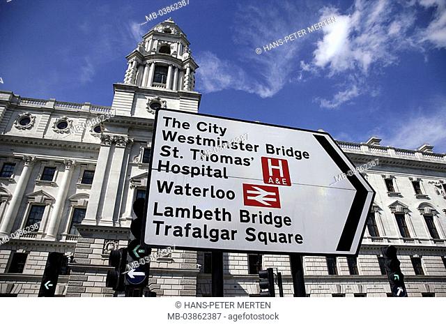 Great Britain, England, London, Parliament Street, signposts