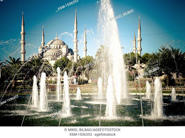 Blue Mosque and fountain  Istanbul, Turkey