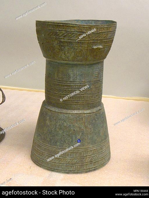 Drum. Period: Bronze and Iron Age period; Date: 500 B.C.-A.D. 300; Culture: Indonesia; Medium: Bronze; Dimensions: H. 15 5/8 in. (39.7 cm); Diam