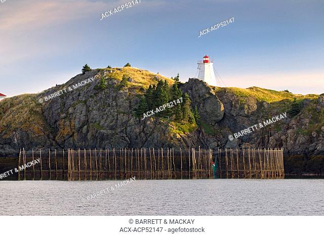 Weir net off Swallowtail Lighthouse, Grand Manan Island, Bay of Fundy, New Brunswick, Canada
