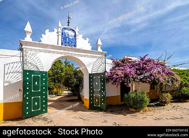 Big entrance to one of farms and wineries in Alentejo, Portugal