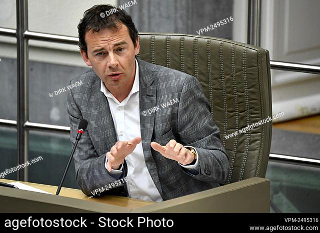 Flemish Minister of Welfare Wouter Beke pictured during a plenary session of the Flemish Parliament in Brussels, Wednesday 15 April 2020
