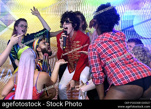 American singer LP (Laura Pergolizzi) performs during the LGBT+ festival Prague Pride, on August 12, 2023, on Letna plain in Prague, Czech Republic