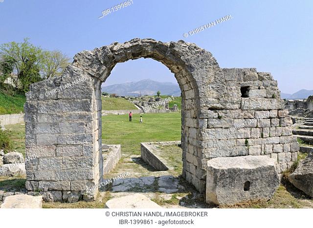 Ruins of the Roman amphitheatre in Salona near Split, Croatia, Europe