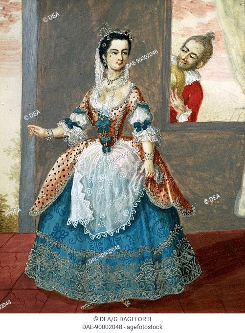 The actress Louise Francoise Contat (1760-1813) in the role of Rosina in The Barber of Seville or the Useless Precaution, 1775