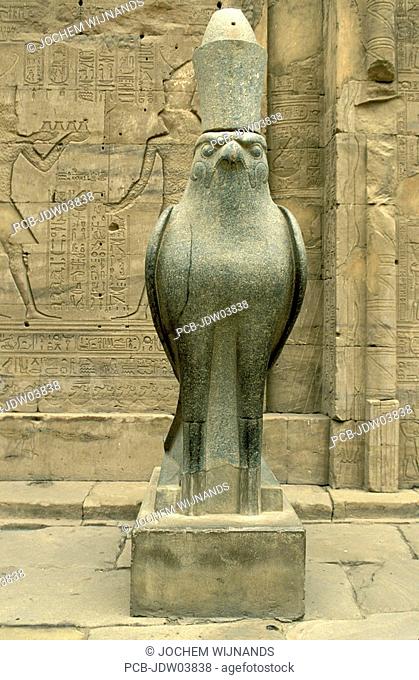 Edfu, Falcon statue at the temple of Horus