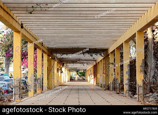 Photo Picture Image of an abandoned ruin resort tunnel gallery in Las Galletas Tenerife Canary Islands Spain