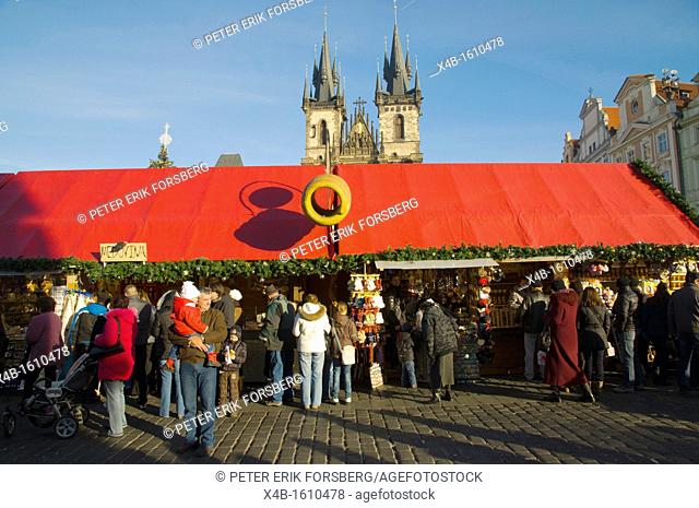 Christmas market at old town square Prague Czech Republic Europe