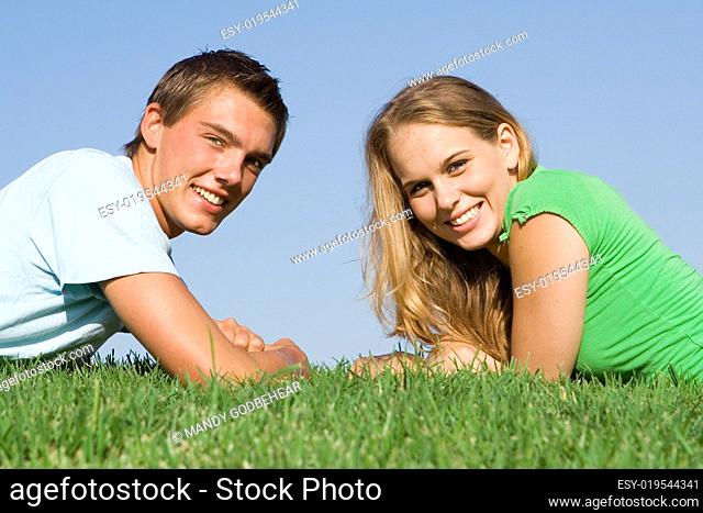 young teen couple with beautiful smiles and teeth