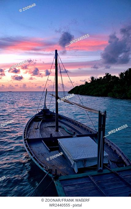 maldivian Dhoni in Sunset