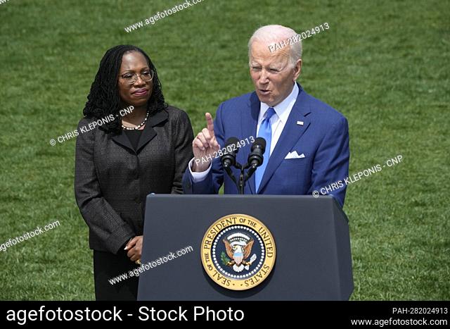 United States President Joe Biden delivers remarks commemorating Judge Ketanji Brown Jackson historic, bipartisan US Senate confirmation of Judge Jackson to be...