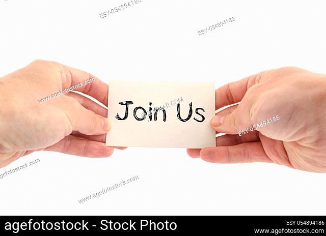Join us text concept isolated over white background